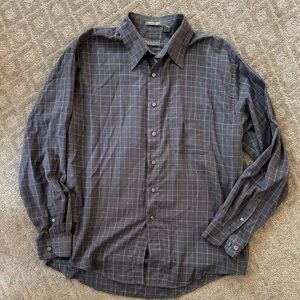 Men’s Van Heusen Plaid Long Sleeve Polo Button Down Shirt l L 16-16 1/2 Vintage